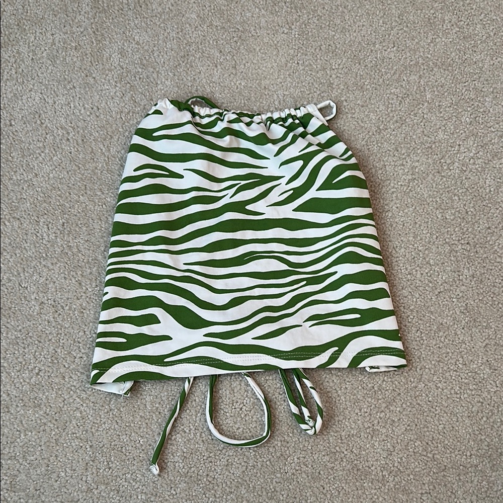 Bershka Green and White Zebra Print Shirt